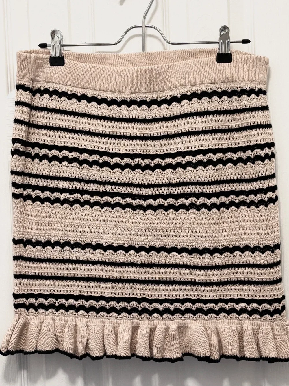 ASOS Design Beige & Black Striped Knit Mini Skirt Size M
